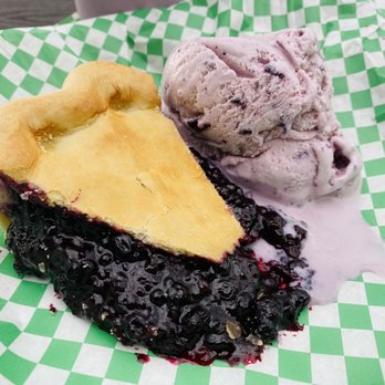 The Huckleberry Patch - Huckleberry pie a la mode, with huckleberry ice cream ($5.95) - Desserts Near Me - Hungry Horse, Montana