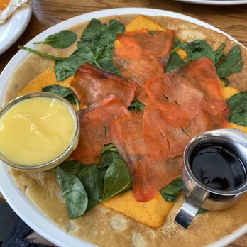 Angelina's - Smoke salmon and spinach with cheese pannekoeken - Breakfast & Brunch Near Me - New Westminster, British Columbia