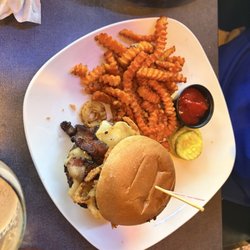 Babe's at Harbor Point - Roadhouse Burger and sweet potatoes fries