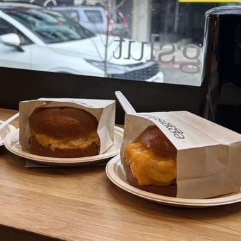 Eggslut - fairfax + fairfax with sausage - Breakfast & Brunch Near Me - Seattle, Washington Eggslut - fairfax + fairfax with sausage - Breakfast & Brunch Near Me - Seattle, Washington