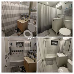 Before and after photo of our bathroom.