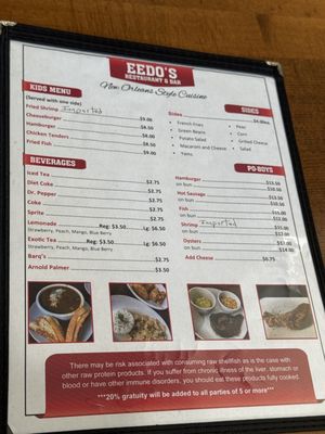Menu photo 1 East Seafood New Orleans, LA Menu photo 1 East Seafood New Orleans, LA