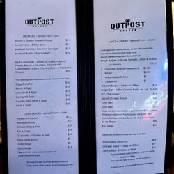 The Outpost Saloon - Current menu on 2/18/26
