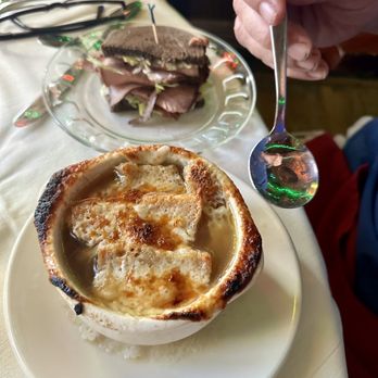 Ocean Grill - The Halfer lunch special with 1/2 roast beef sandwich & French onion soup. Salad already devoured - Seafood Near Me - Vero Beach, Florida
