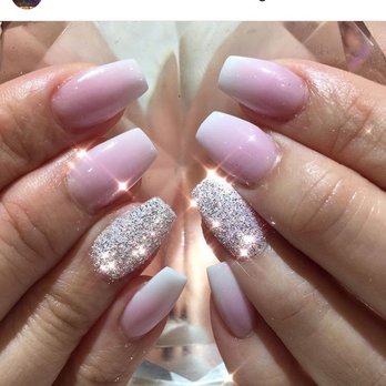Diva Nails - My pink ombré nails with 2 rockstar nails. Coffin shape. - Nail Salons Near Me - Garden Grove, California Diva Nails - My pink ombré nails with 2 rockstar nails. Coffin shape. - Nail Salons Near Me - Garden Grove, California
