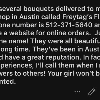Freytag's Florist - My Reddit post referring Freyatg's - Florists Near Me - Austin, Texas Freytag's Florist - My Reddit post referring Freyatg's - Florists Near Me - Austin, Texas