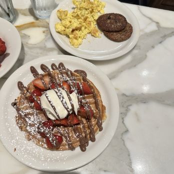 Brick & Spoon - Orlando - Nutella Waffle, Breakfast Sausage, Two Eggs - New American Near Me - Maitland, Florida