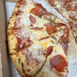Pepperoni, ham, sausage XL pizza at $30