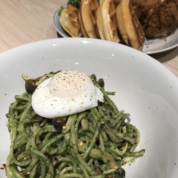 A Corner Cafe - Mushroom and Spinach Sauce Pasta. - Cafes Near Me - Markham, Ontario