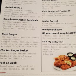 Lunch menu at 34 Rush