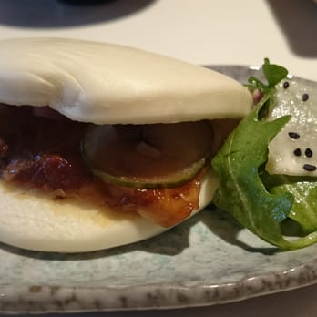Slurping Turtle - Pork belly bao with arugula dragonfruit salad on the side. My favorite over the ramen. - Sushi Bars Near Me - Ann Arbor, Michigan Slurping Turtle - Pork belly bao with arugula dragonfruit salad on the side. My favorite over the ramen. - Sushi Bars Near Me - Ann Arbor, Michigan