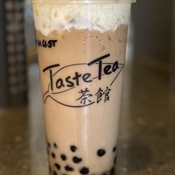 Taste Tea - Classic Milk Tea & boba with Mustache Foam? I forget what it's called, but it's delicious!