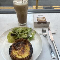 Maison Eric Kayser - Spinach ricotta sturgeon quiche, salted caramel latte, and hazelnut passion fruit tarte