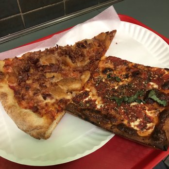 Underground Pizza - Bacon and chicken pizza and basil pizza - Pizza Near Me - New York, New York Underground Pizza - Bacon and chicken pizza and basil pizza - Pizza Near Me - New York, New York