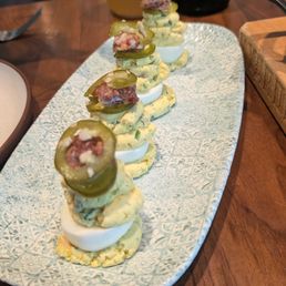 Jalapeno and bacon jam deviled eggs Jalapeno and bacon jam deviled eggs