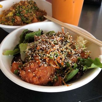 Poke Fuzion - Half and half poke bowl with spicy tuna and salmon - Poke Near Me - Mesa, Arizona