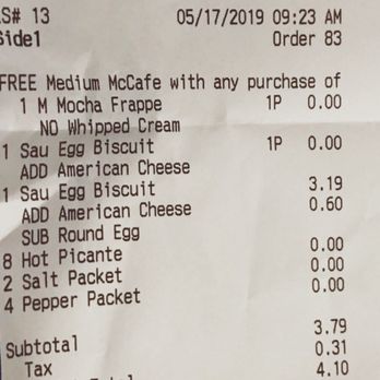 McDonald's - McDonald's of Brownwood receipt 05/17/2019. - Fast Food Near Me - Brownwood, Texas McDonald's - McDonald's of Brownwood receipt 05/17/2019. - Fast Food Near Me - Brownwood, Texas