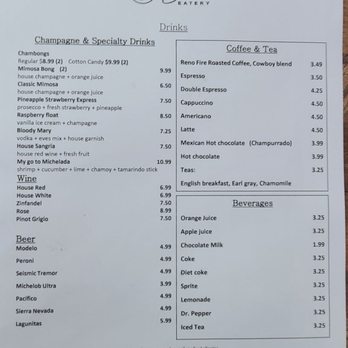 Eves Eatery - Breakfast menu drinks - Pizza Near Me - Carson City, Nevada Eves Eatery - Breakfast menu drinks - Pizza Near Me - Carson City, Nevada