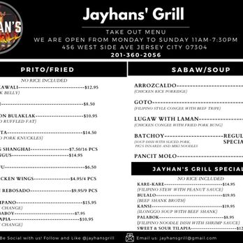 Jayhan's Grill - Menu - Filipino Near Me - Jersey City, New Jersey Jayhan's Grill - Menu - Filipino Near Me - Jersey City, New Jersey