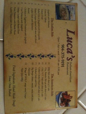 Menu photo 4 Luca's Italian Restaurant Orange Park, FL
