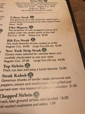 Menu photo 2 Lariat Steakhouse & Grill Peoria, IL Menu photo 2 Lariat Steakhouse & Grill Peoria, IL