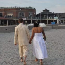 Easton's Beach - The view of the carousel and rotunda after our wedding ceremony on the beach.