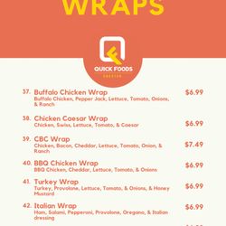 Quick Foods Chester - Wraps Menu