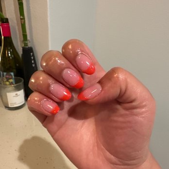La Palm Nails Spa - French nails with colored tips - Nail Salons Near Me - Houston, Texas