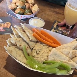 Hummus with Pita Bread, Carrots, and Celery
