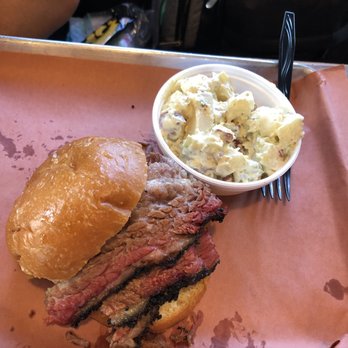 HammerDown BBQ - Brisket sandwich and potato salad - Barbeque Near Me - Aldie, Virginia