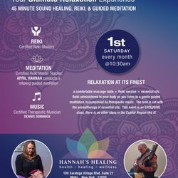 Hannah's Healing Wellness Studio - Reiki meditation music is  held the first Saturday of the month