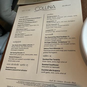 Collina - Menu - Italian Near Me - San Francisco, California