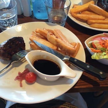 Regatta Hotel - Small eye fillet with chips and garden salad. - Bars Near Me - Toowong, QLD