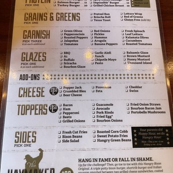 The Hangry Bison - Build your own burger menu - New American Near Me - Winter Park, Florida