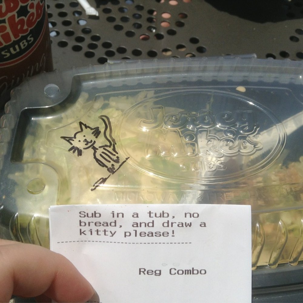 Jersey Mike's Subs - They drew a kitty for me, ordered online - Delis Near Me - Redlands, California Jersey Mike's Subs - They drew a kitty for me, ordered online - Delis Near Me - Redlands, California