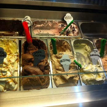 Mary's Milk Bar - Notice the Pear & Gorgonzola...Mmm. Also, fresh mint cream is on the edge of the frame, barely visible. Nice paired w/ Rose - Ice Cream & Frozen Yogurt Near Me - Edinburgh, EDH