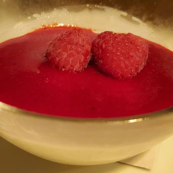 Angelas Eatery - Panna cotta with raspberries - Mediterranean Near Me - Alameda, California Angelas Eatery - Panna cotta with raspberries - Mediterranean Near Me - Alameda, California
