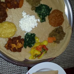Walia Ibex - Mix of vegetarian and meat dishes served up on injera bread.