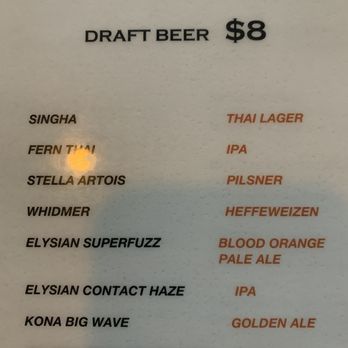 Fern Thai on Main - Beer Menu - Thai Near Me - Bellevue, Washington