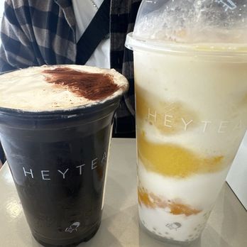 HEYTEA - Mochi yingde black milk tea & coconut mango boom - Bubble Tea Near Me - San Jose, California