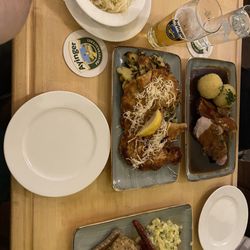 Wirtshaus Ayingers - Schnitzel, sausage platter, and pork