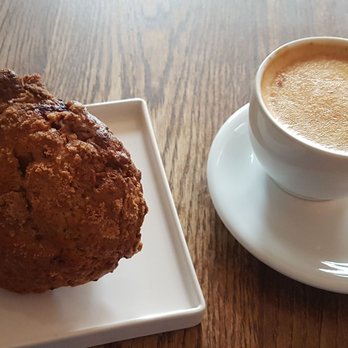 Commercial Street Cafe - Peach/raspberry/ginger muffin and an americano misto. - Cafes Near Me - Vancouver, British Columbia