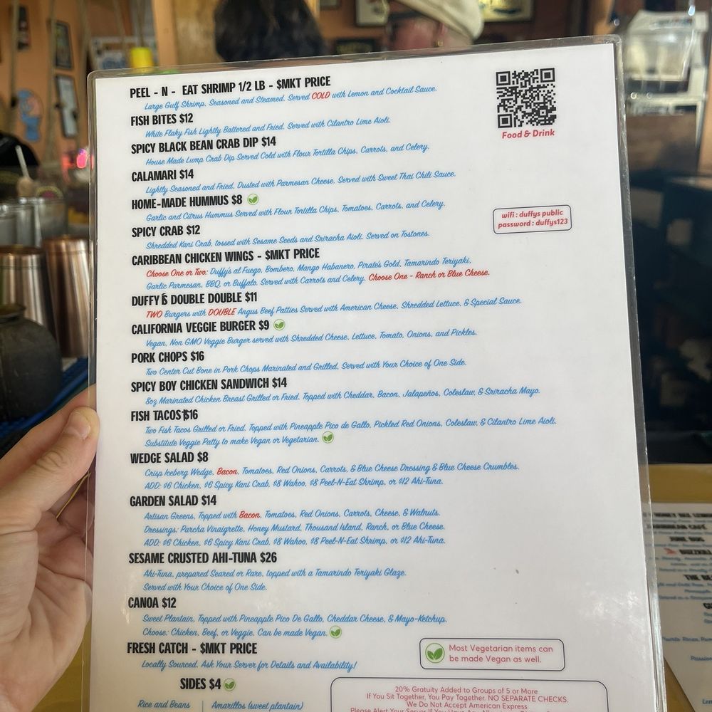 Duffy's - Food menu - Coffee & Tea Near Me - Vieques, Puerto Rico