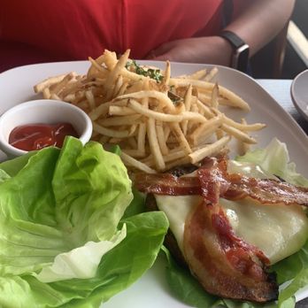The 3rd Corner - Burger served protein style with a side of fries - New American Near Me - Encinitas, California