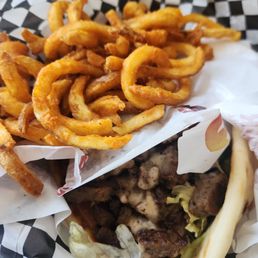 Gyro wrap + curly fries Gyro wrap + curly fries