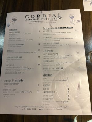Menu photo 4 Cordial Cellar + Lounge Castro Valley, CA