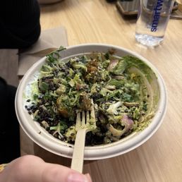 Uncooked rice inside of grain bowl
