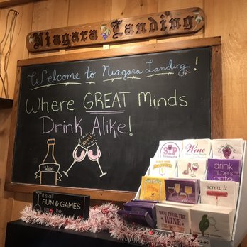 Niagara Landing Wine Cellars - a chalkboard with a sign that says where great minds drink alike - Wine Tours Near Me - Lockport, New York Niagara Landing Wine Cellars - a chalkboard with a sign that says where great minds drink alike - Wine Tours Near Me - Lockport, New York