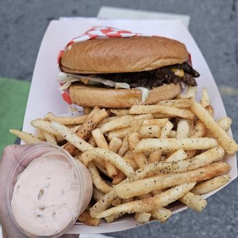 Flats Burgers - Wasabi burger and seasoned fries. - Fast Food Near Me - San Francisco, California