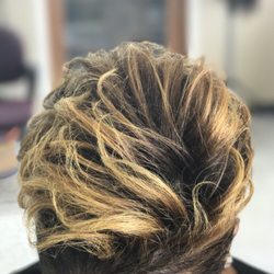 Hair's Kay Beauty Salon - Highlighted relaxed pixie cut